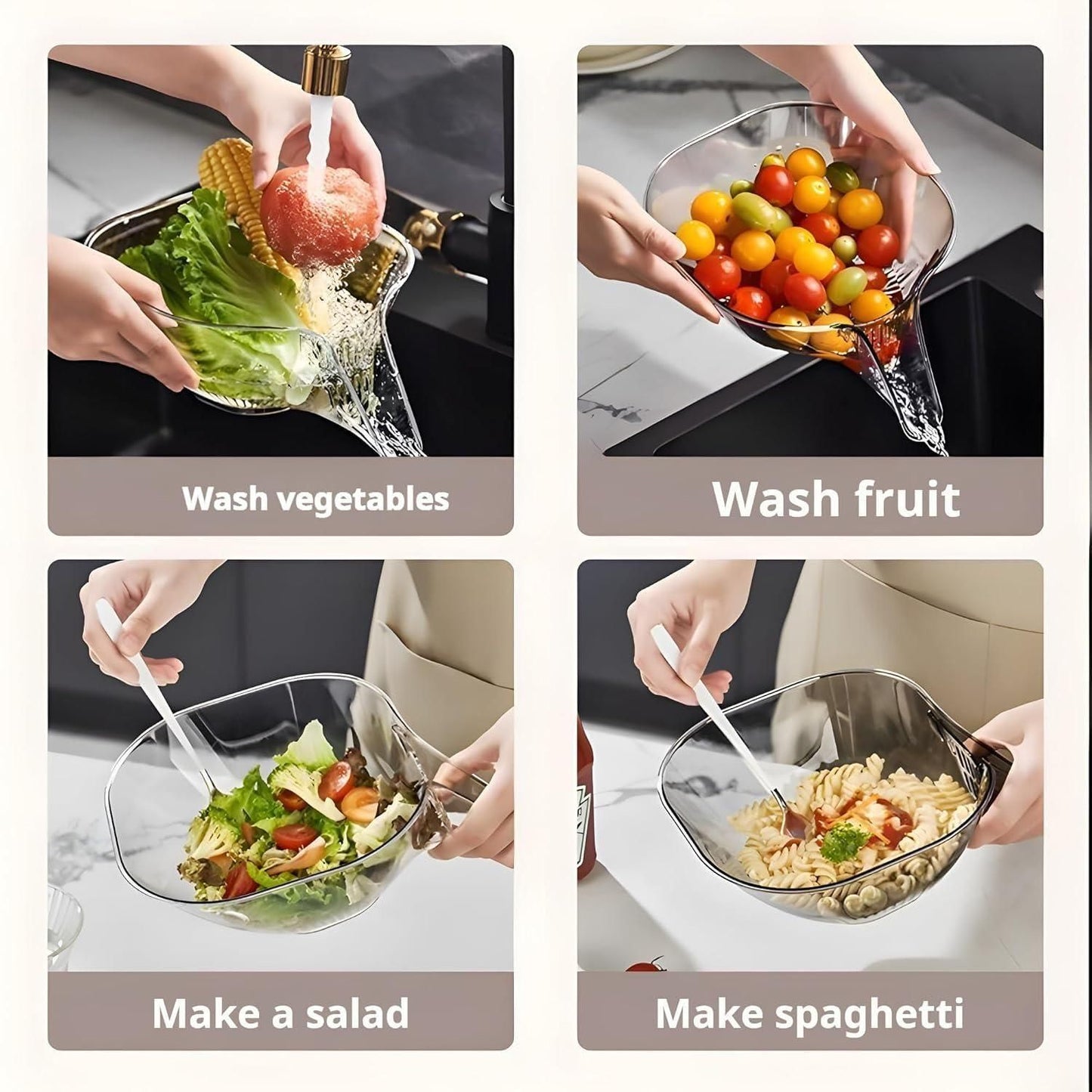 (Pack of 2) Multi-functional Drain Basket for food, Strainer Basket Funnel with Spout ,Kitchen sink food catcher