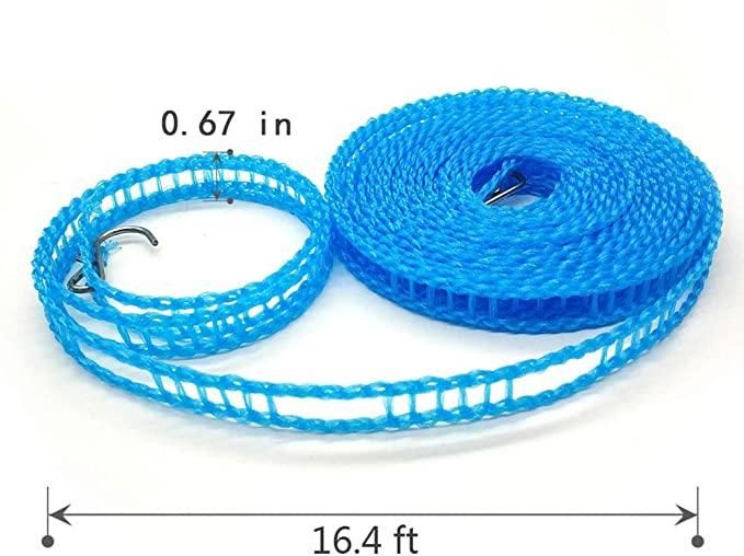 Rope-Portable Adjustable Dryer Line Windproof Non-Slip Clothesline for Camping Travel Indoor Outdoor ( Pack of 2)
