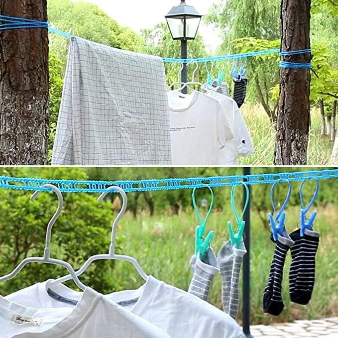 Rope-Portable Adjustable Dryer Line Windproof Non-Slip Clothesline for Camping Travel Indoor Outdoor ( Pack of 2)