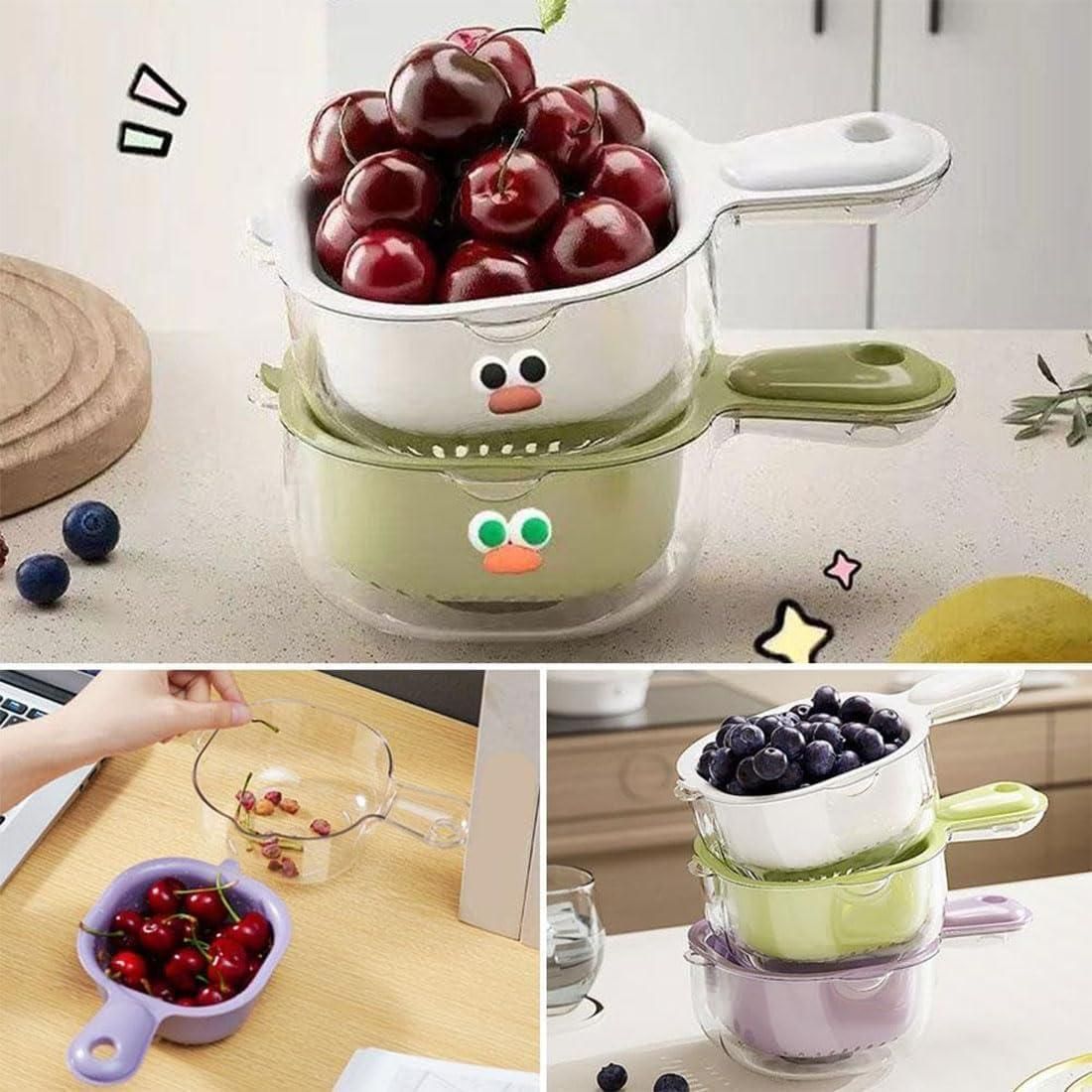 Strainer Dual-Layer Veggie & Fruit Draining Basket with Handle (Pack of 2)