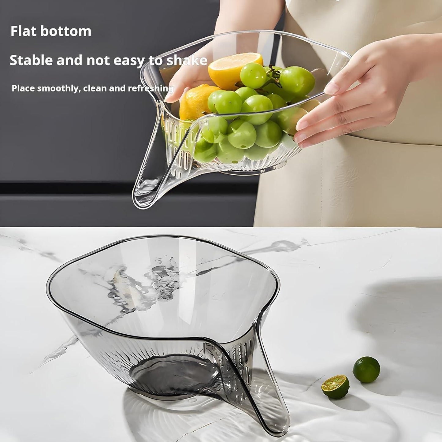 (Pack of 2) Multi-functional Drain Basket for food, Strainer Basket Funnel with Spout ,Kitchen sink food catcher