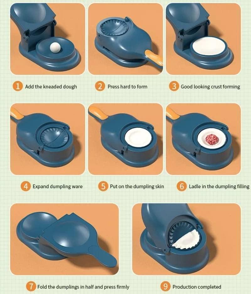 (Pack of 2) 2 in 1 Dumpling Maker Ghughra Momos Maker Machine, Skin Press Mould for Gujiya Ghughra Mould Machine