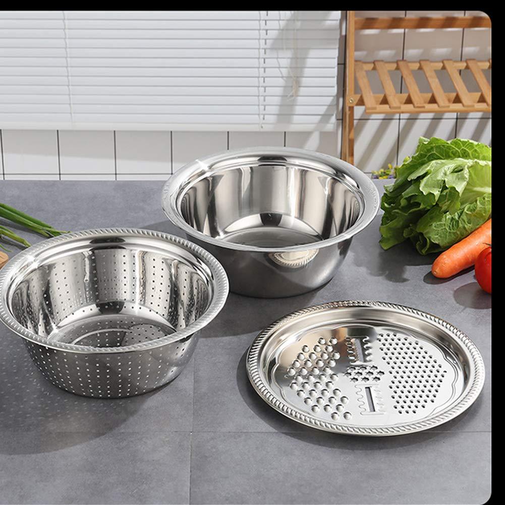 (Pack of 2) 3 in 1 Multifunctional Grater Basin Stainless Steel Colanders Set