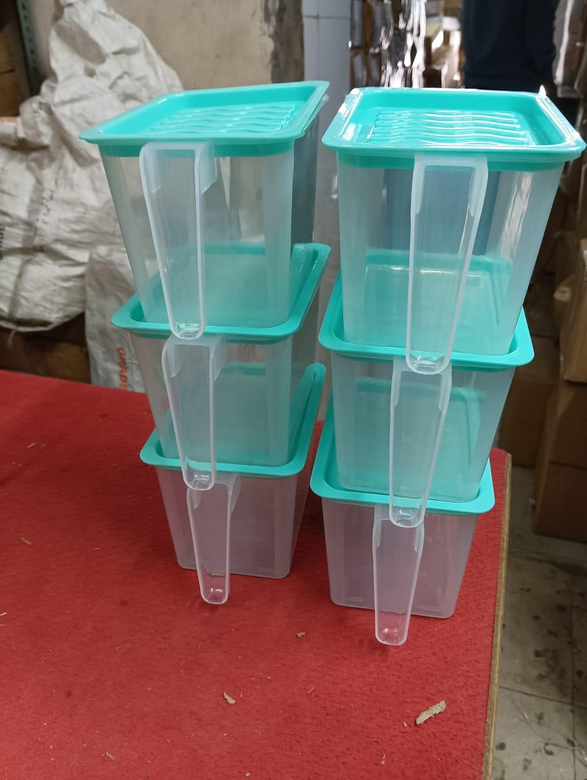 Plastic Fridge Storage Container With Handle Set of 6 Pieces, Capacity: 1000ML