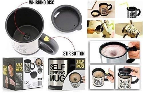 (Pack of 2) Stainless Steel 400 mL Self Stirring Mug, For Home