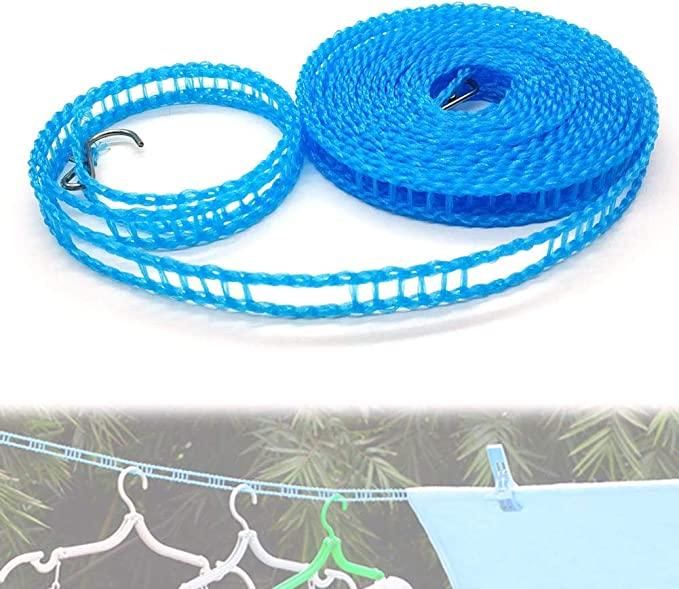 Rope-Portable Adjustable Dryer Line Windproof Non-Slip Clothesline for Camping Travel Indoor Outdoor ( Pack of 2)