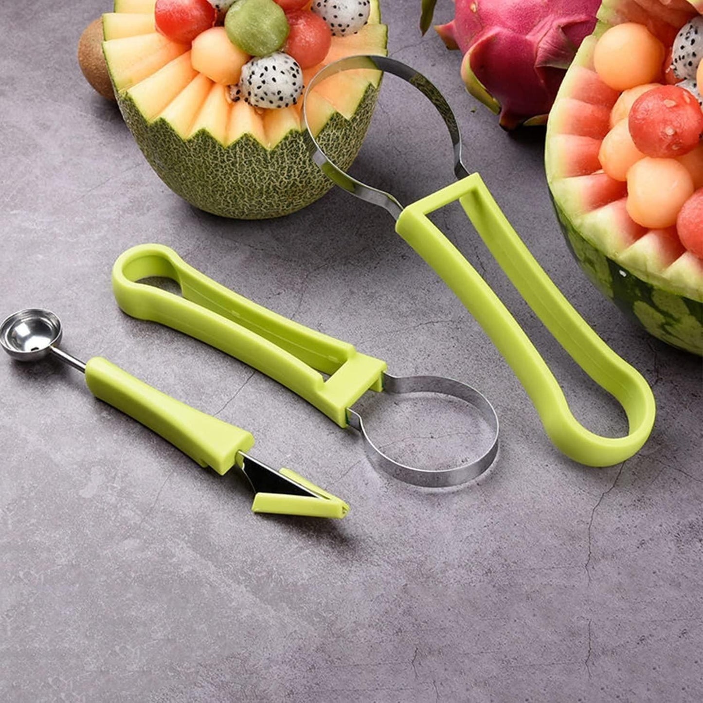 (Pack of 2) Professional 4 in 1 Watermelon Cutter Stainless Steel