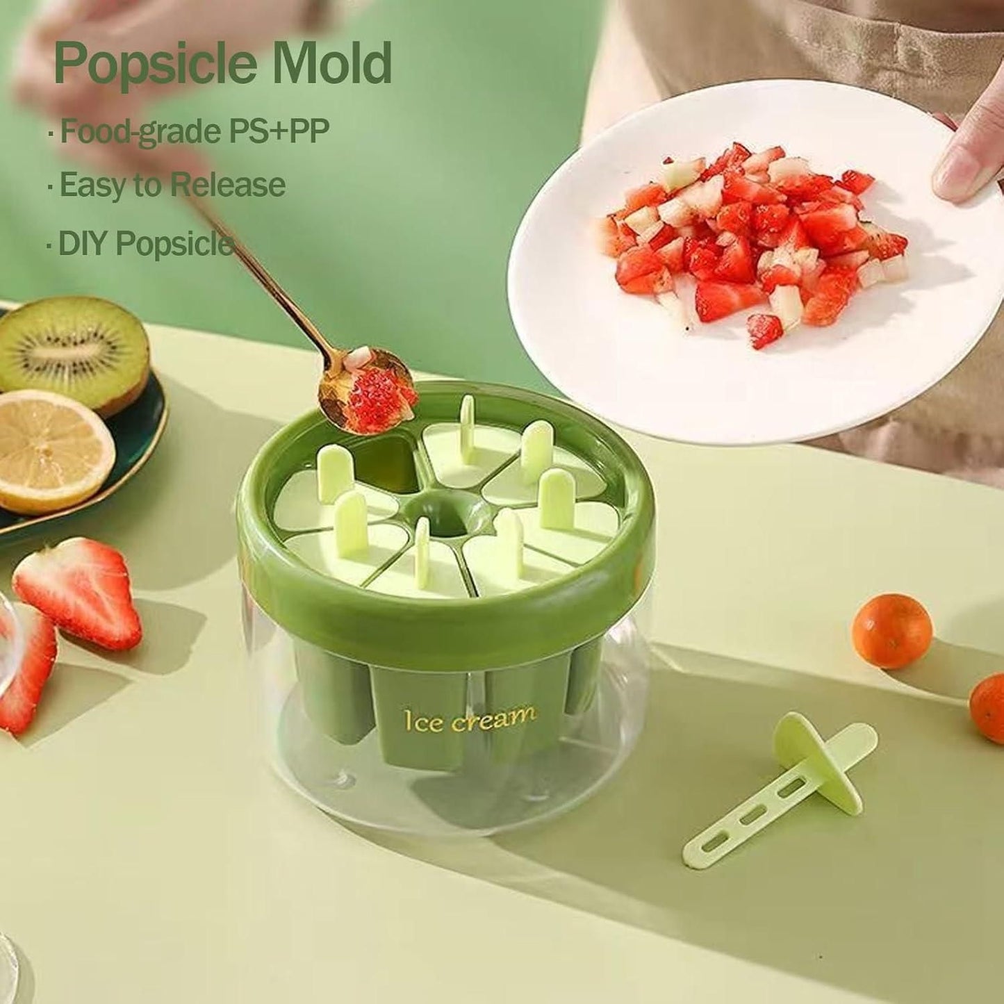 (Pack of 2) Reusable DIY 8 Pieces Ice Pop Mould