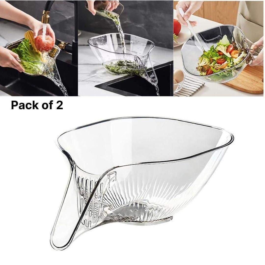 (Pack of 2) Multi-functional Drain Basket for food, Strainer Basket Funnel with Spout ,Kitchen sink food catcher