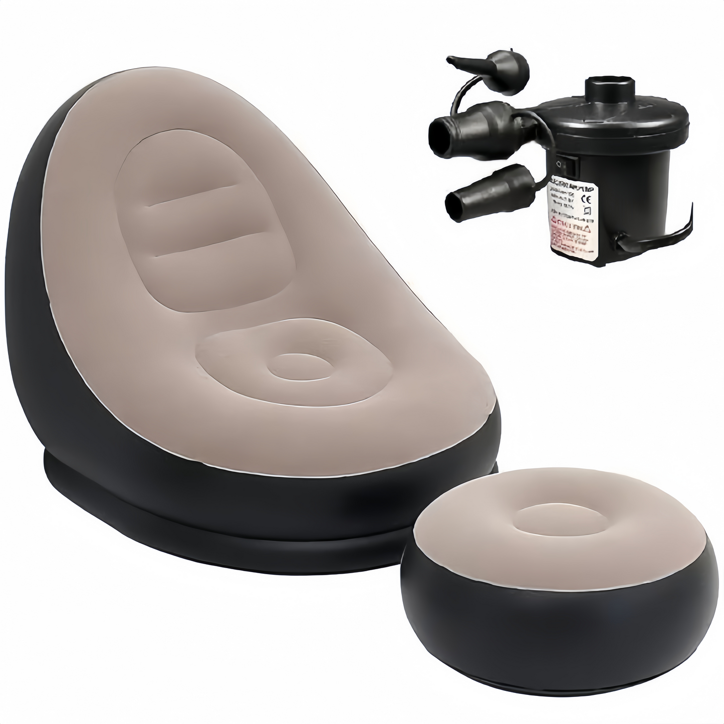 Inflatable Lounge Chair for Adults, Folding Portable Lazy Sofa with Foot Stool for Indoor Livingroom Gaming Bedroom Office Balcony Outdoor Travel Camping