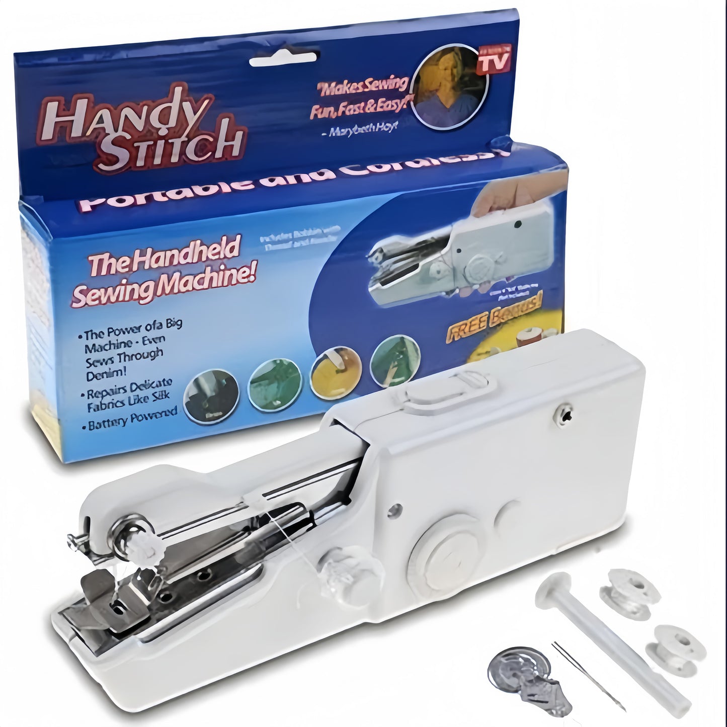 Handy Stitch Portable & Cordless Mini Sewing Machine – Stapler Style, Lightweight & Easy to Use for Quick Repairs and DIY Projects