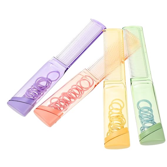 (Pack of 2) Portable 2-in-1 Hair Comb with Rubber Band Storage – Lightweight & Travel-Friendly Comb for Women, Men & Kids"