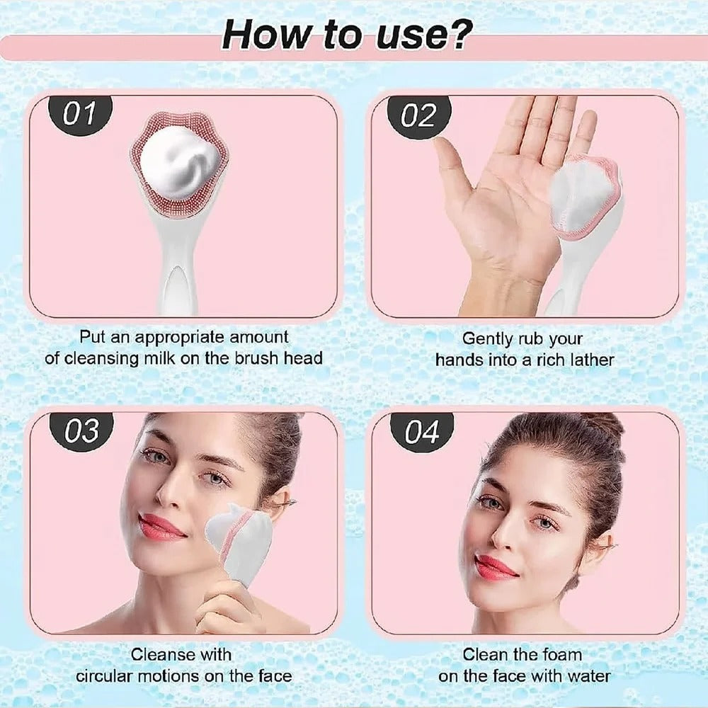 (pack of 3) Silicone Face Scrubber Exfoliating Brush, Manual Handheld Facial Cleansing Brush