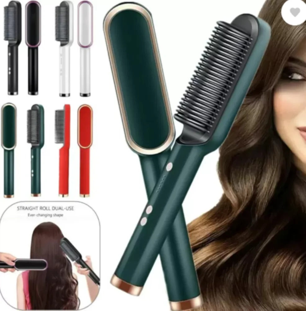 Ring Hair Straightener Comb For Women,Hair Straightening Brush With Ceramic Coating,Smooth Frizz For Thick Curly Hair,Anti Scald,20S Fast Heating,Lightweight For Travel,Gift For Girls