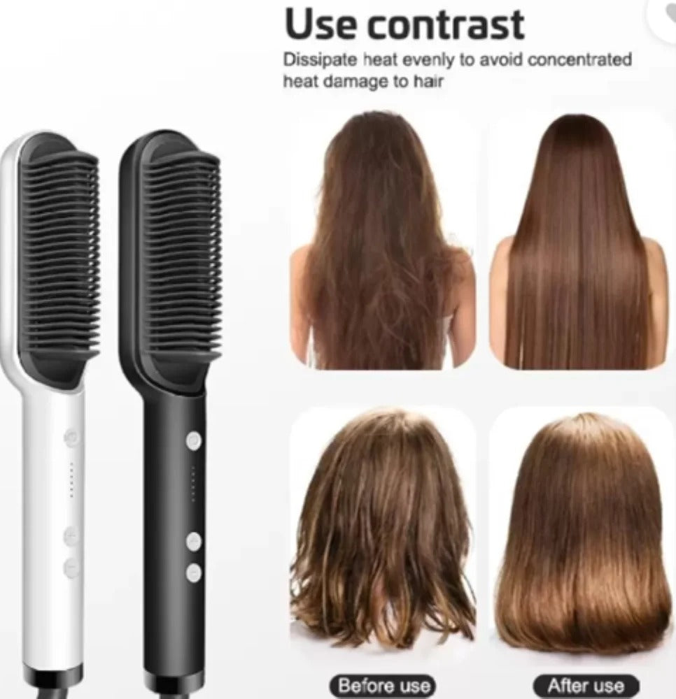 Ring Hair Straightener Comb For Women,Hair Straightening Brush With Ceramic Coating,Smooth Frizz For Thick Curly Hair,Anti Scald,20S Fast Heating,Lightweight For Travel,Gift For Girls