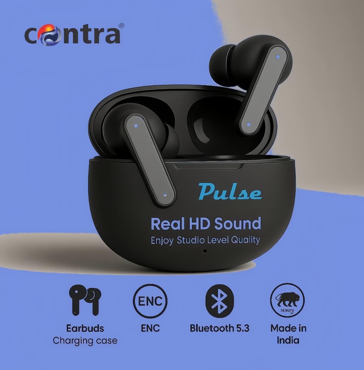 Contra BT166 Pulse Blue Bluetooth Earbuds