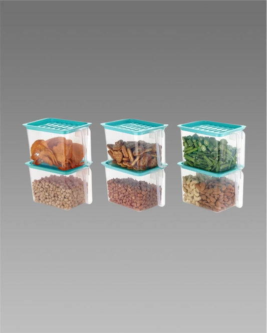 Plastic Fridge Storage Container With Handle Set of 6 Pieces, Capacity: 1000ML
