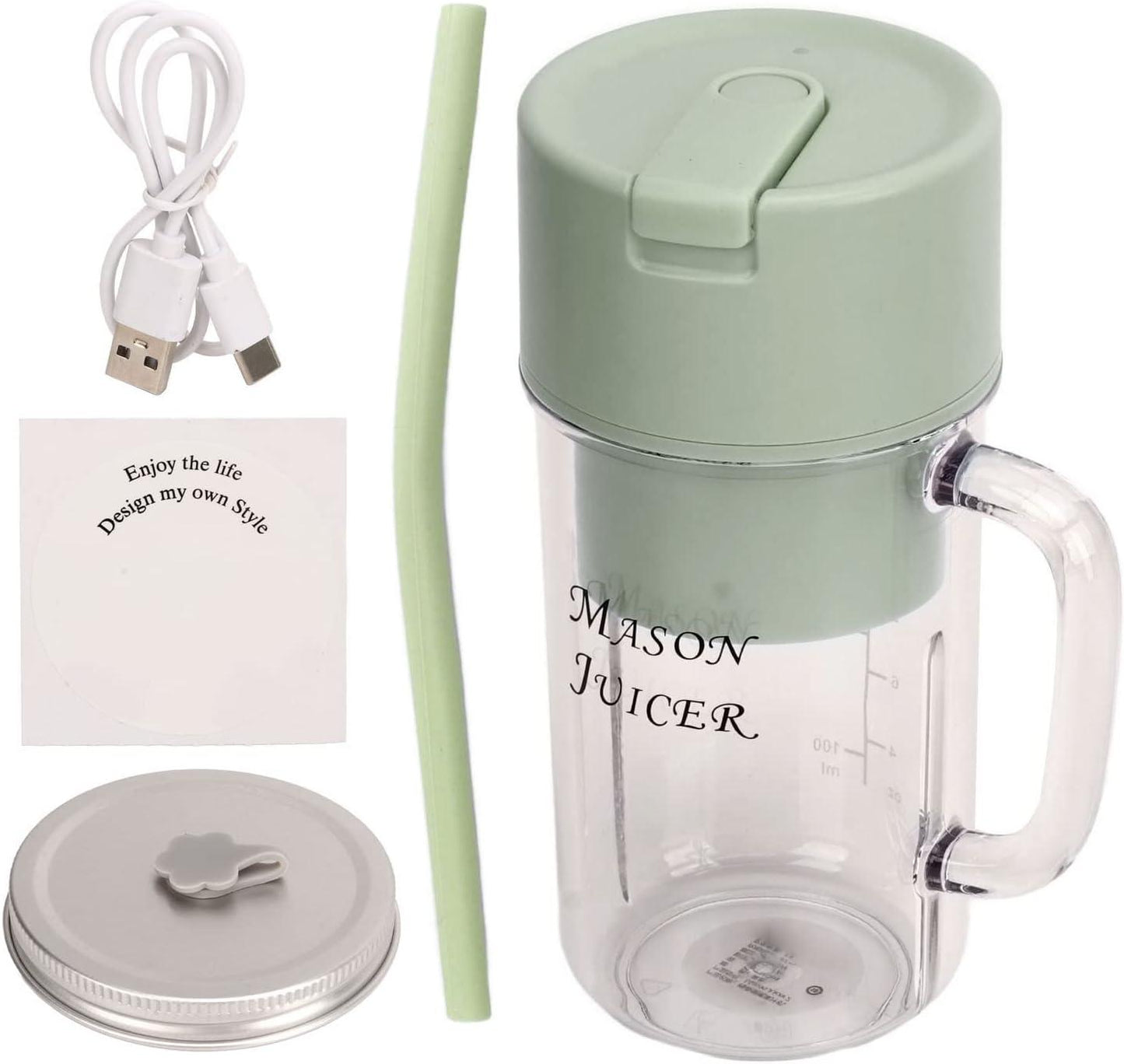 Fresh Fruit Juicer Blender for Smoothie Drinks, Water Juicer With Lid and Straw, Portable Handheld Electric Hand Milk Mini Personal Wireless 350ml
