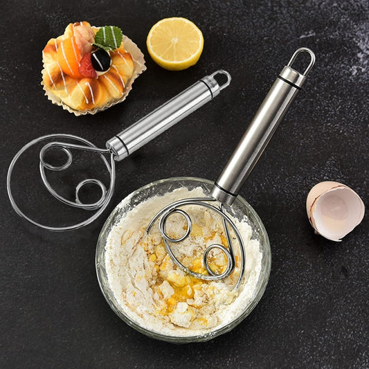 (Pack of 2) Dishwasher Safe Danish Dough Whisk, Stainless Steel Bread Whisk, Bread Mixer Making Tools