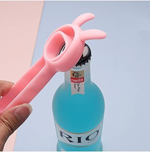 (Pack of 2) 4 in 1 Very Cute Rabbit Wine Opener Cartoon Shape Plastic Hot Bottle Opener