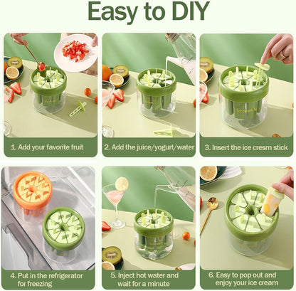 (Pack of 2) Reusable DIY 8 Pieces Ice Pop Mould