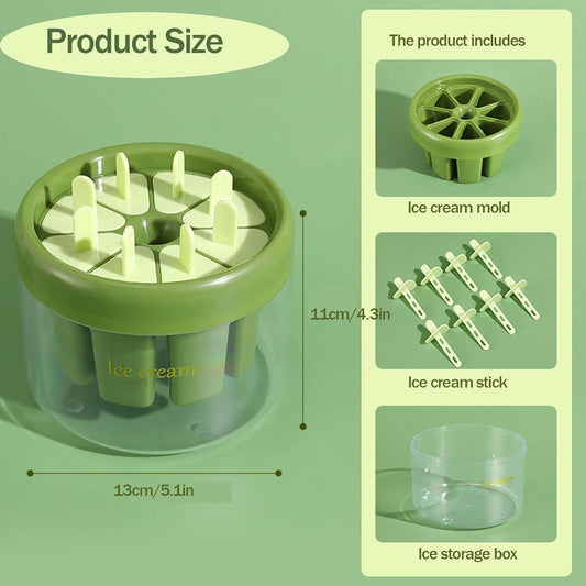 (Pack of 2) Reusable DIY 8 Pieces Ice Pop Mould