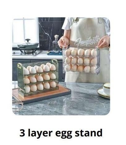 (Pack of 2) Modulyss 3 layer egg stand Egg Storage Box Creative Flip Box, 3-Layer Flip Fridge