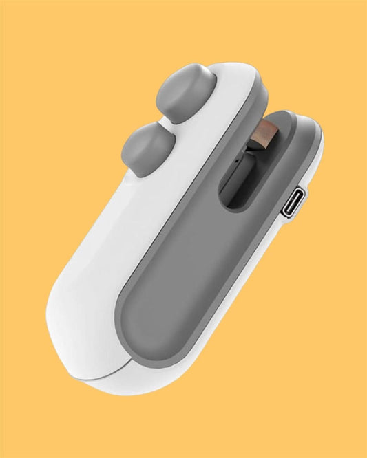 (Pack of 2) Portable Mini Sealing Machine 2 in 1 USB Rechargeable Magnetic Bag Sealer Heat Seal with Cutter