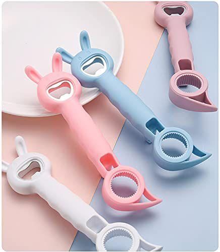 (Pack of 2) 4 in 1 Very Cute Rabbit Wine Opener Cartoon Shape Plastic Hot Bottle Opener