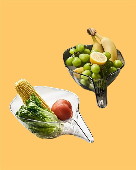 (Pack of 2) Multi-functional Drain Basket for food, Strainer Basket Funnel with Spout ,Kitchen sink food catcher