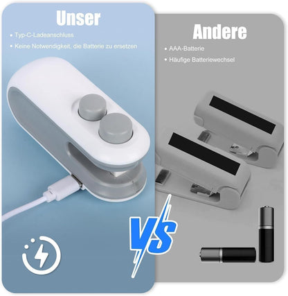 (Pack of 2) Portable Mini Sealing Machine 2 in 1 USB Rechargeable Magnetic Bag Sealer Heat Seal with Cutter