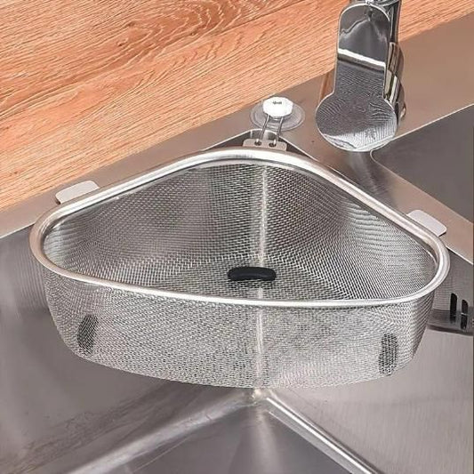 (Pack of 2) Kitchen Sink Drain Basket Triangle Shape Stainless Steel