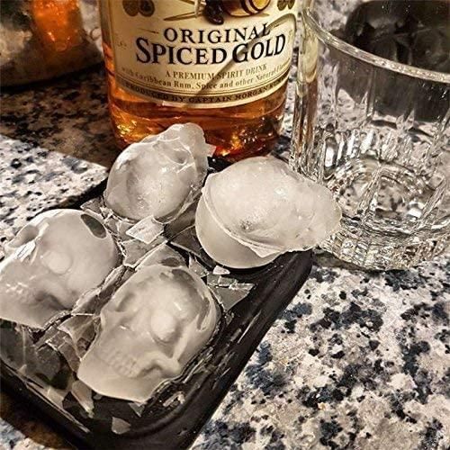(Pack of 2) Skull Shaped Silicone 3D 4 Vivid Ice Cube Tray Mould Reusable Ice Maker For Chiling Whiskey Cocktail