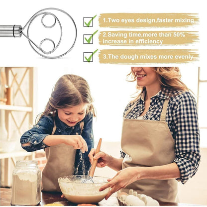 (Pack of 2) Dishwasher Safe Danish Dough Whisk, Stainless Steel Bread Whisk, Bread Mixer Making Tools