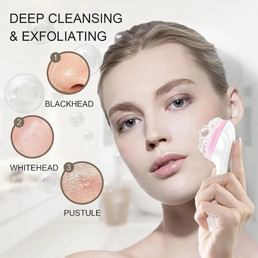 (pack of 3) Silicone Face Scrubber Exfoliating Brush, Manual Handheld Facial Cleansing Brush