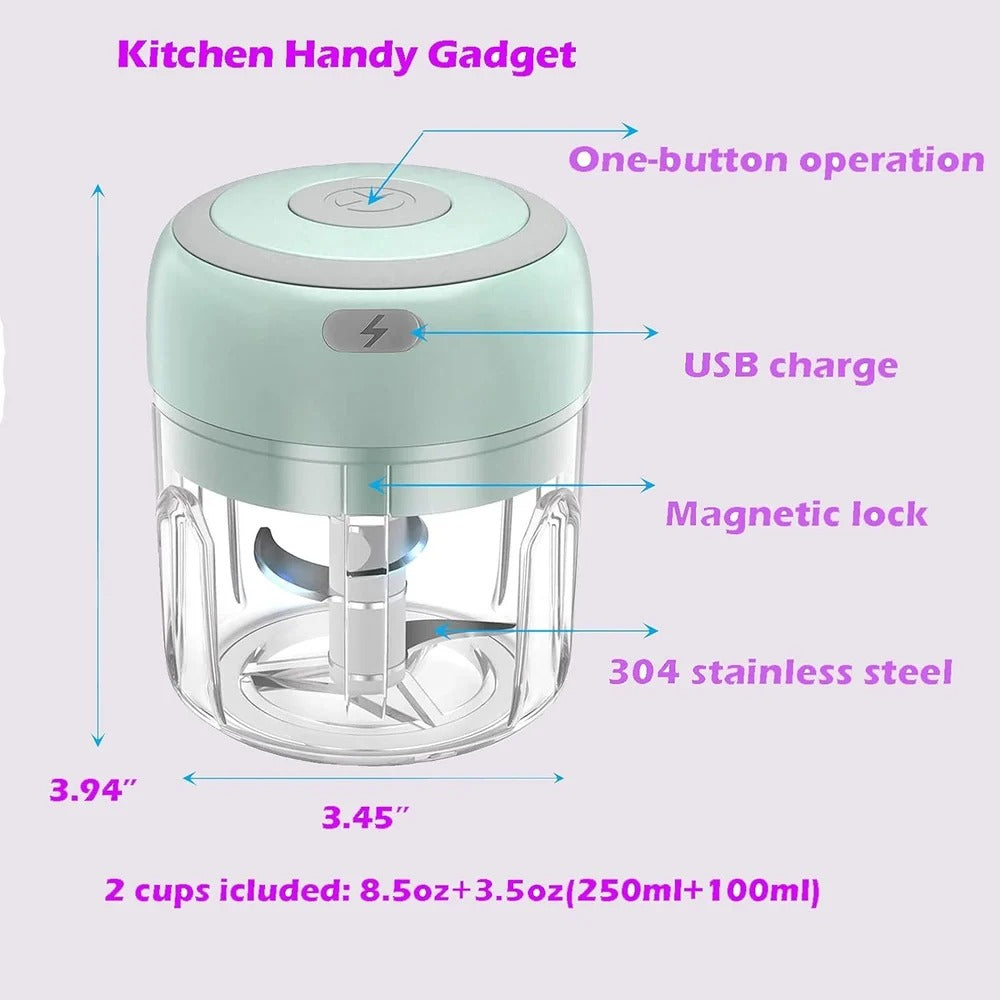 Electric Mini Garlic Chopper 300ml USB Rechargeable Portable Food Processor Vegetable Onion Cutter, Mini Kitchen Chopper Machine