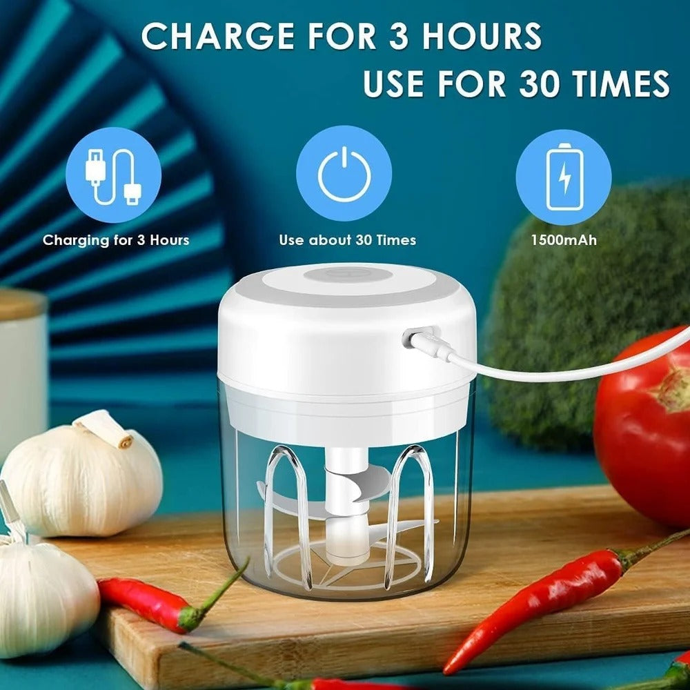 Electric Mini Garlic Chopper 300ml USB Rechargeable Portable Food Processor Vegetable Onion Cutter, Mini Kitchen Chopper Machine