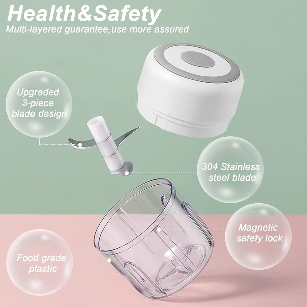 Electric Mini Garlic Chopper 300ml USB Rechargeable Portable Food Processor Vegetable Onion Cutter, Mini Kitchen Chopper Machine