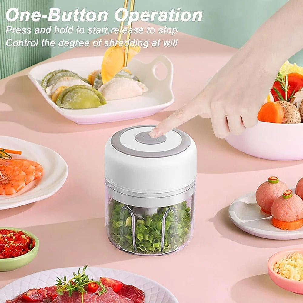 Electric Mini Garlic Chopper 300ml USB Rechargeable Portable Food Processor Vegetable Onion Cutter, Mini Kitchen Chopper Machine