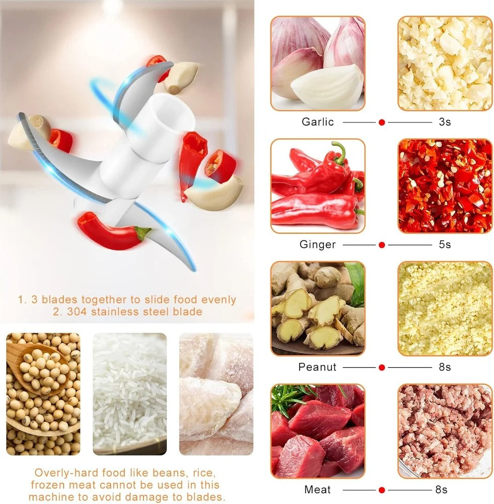 Electric Mini Garlic Chopper 300ml USB Rechargeable Portable Food Processor Vegetable Onion Cutter, Mini Kitchen Chopper Machine