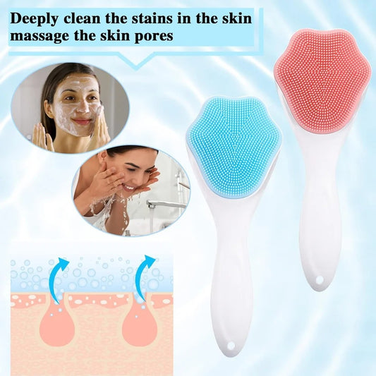 (pack of 3) Silicone Face Scrubber Exfoliating Brush, Manual Handheld Facial Cleansing Brush