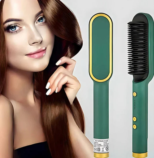 Ring Hair Straightener Comb For Women,Hair Straightening Brush With Ceramic Coating,Smooth Frizz For Thick Curly Hair,Anti Scald,20S Fast Heating,Lightweight For Travel,Gift For Girls