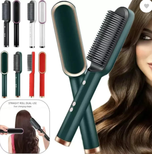 Ring Hair Straightener Comb For Women,Hair Straightening Brush With Ceramic Coating,Smooth Frizz For Thick Curly Hair,Anti Scald,20S Fast Heating,Lightweight For Travel,Gift For Girls