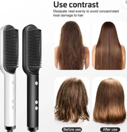 Ring Hair Straightener Comb For Women,Hair Straightening Brush With Ceramic Coating,Smooth Frizz For Thick Curly Hair,Anti Scald,20S Fast Heating,Lightweight For Travel,Gift For Girls