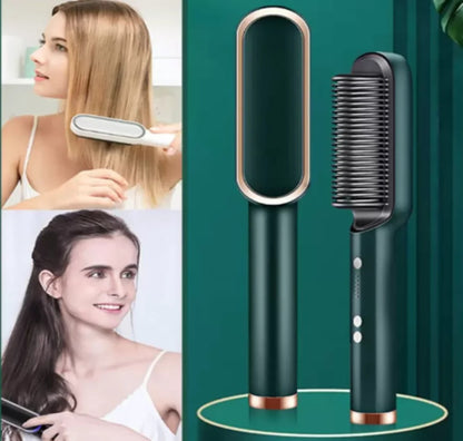 Ring Hair Straightener Comb For Women,Hair Straightening Brush With Ceramic Coating,Smooth Frizz For Thick Curly Hair,Anti Scald,20S Fast Heating,Lightweight For Travel,Gift For Girls