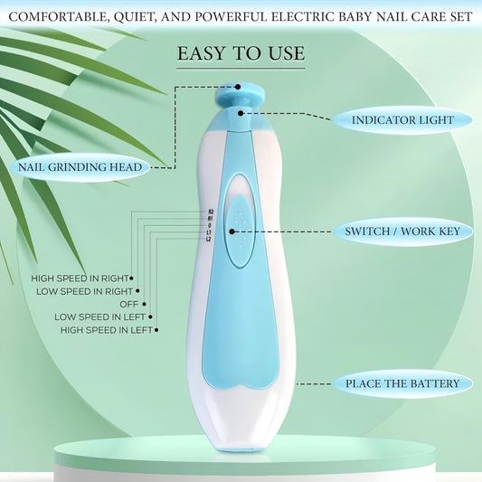 Baby Nail Trimmer Electric, Safe Baby Nail File, Baby Nail Clippers with Light and 6 Grinding Pads