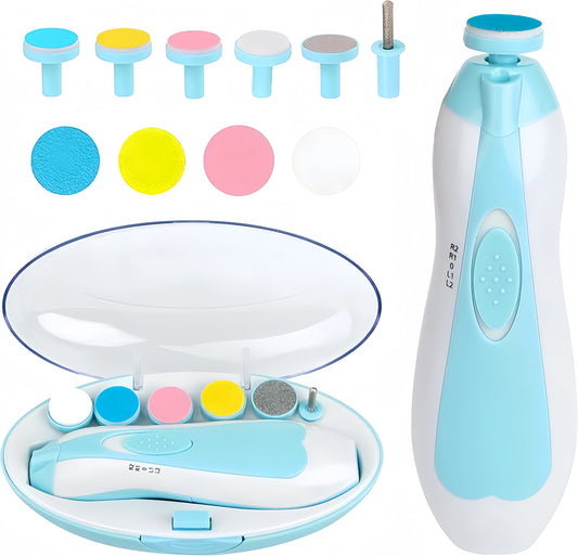 Baby Nail Trimmer Electric, Safe Baby Nail File, Baby Nail Clippers with Light and 6 Grinding Pads